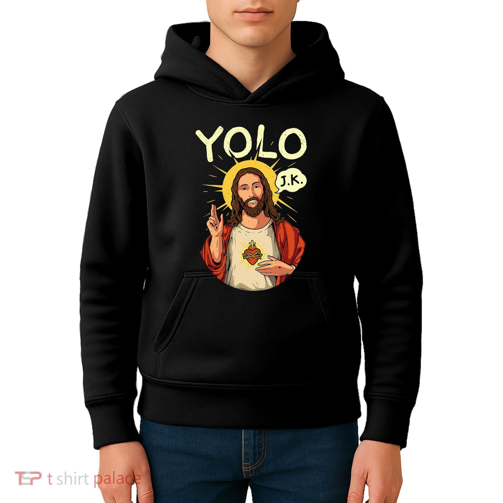 Yolo Jk Brb Jesus Funny Easter Day Ressurection Christians Kids Hoodie