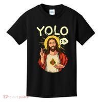 Yolo Jk Brb Jesus Funny Easter Day Ressurection Christians Kids T-Shirt thumb 0
