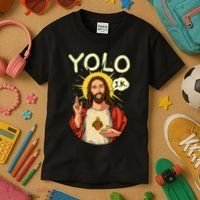 Yolo Jk Brb Jesus Funny Easter Day Ressurection Christians Kids T-Shirt thumb 3