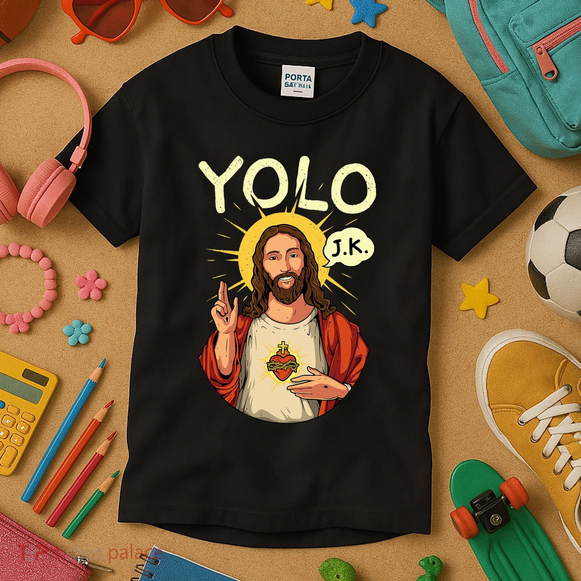 Yolo Jk Brb Jesus Funny Easter Day Ressurection Christians Kids T-Shirt