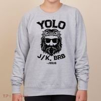 Yolo Jk Brb Jesus Funny Easter Day Ressurection Christians Women's Sweatshirt thumb 0