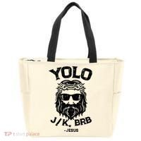 Yolo Jk Brb Jesus Funny Easter Day Ressurection Christians Tote Bag thumb 0