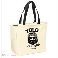 Yolo Jk Brb Jesus Funny Easter Day Ressurection Christians Tote Bag thumb 2