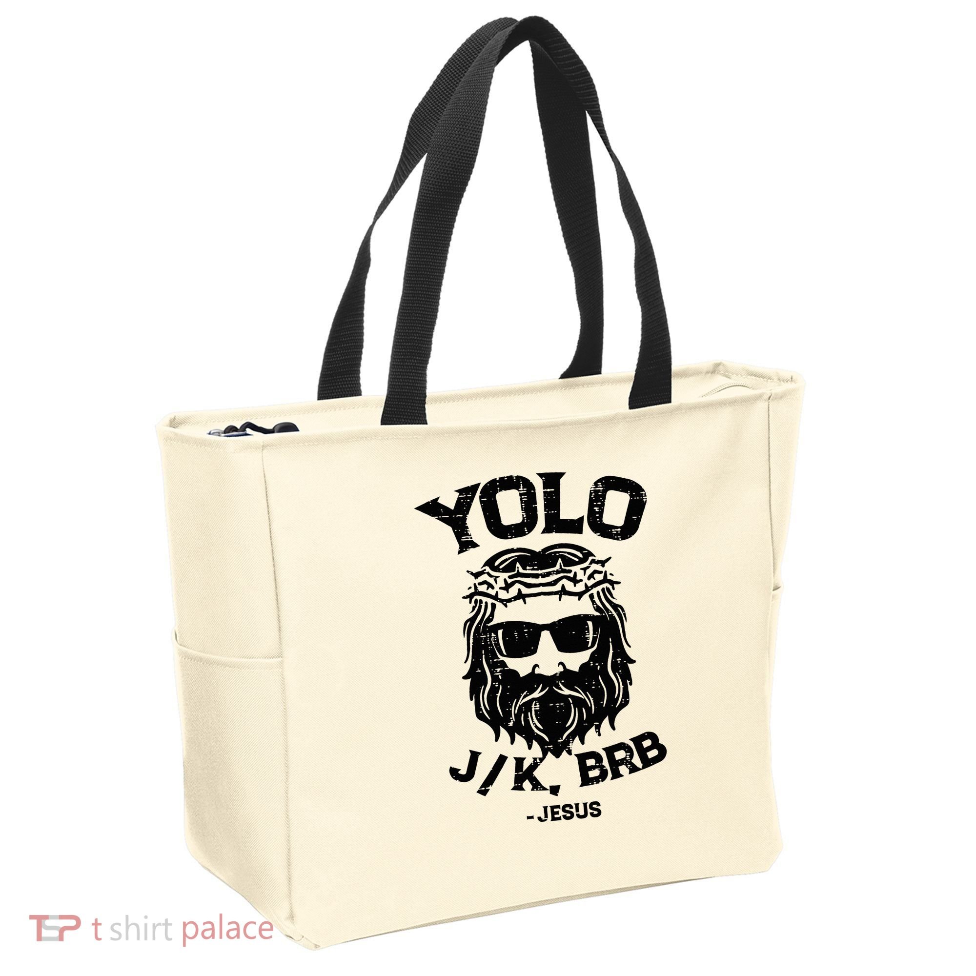 Yolo Jk Brb Jesus Funny Easter Day Ressurection Christians Tote Bag