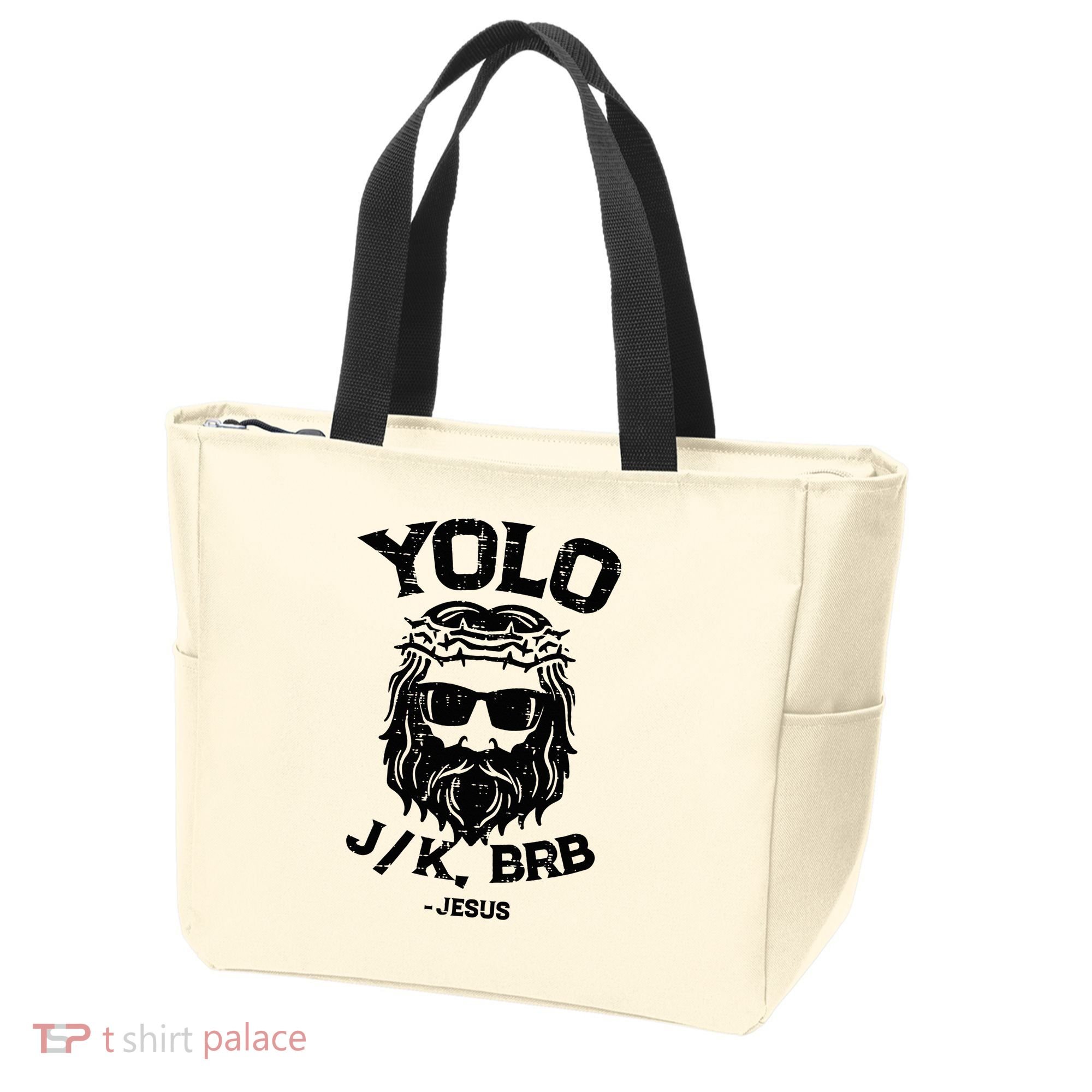 Yolo Jk Brb Jesus Funny Easter Day Ressurection Christians Tote Bag