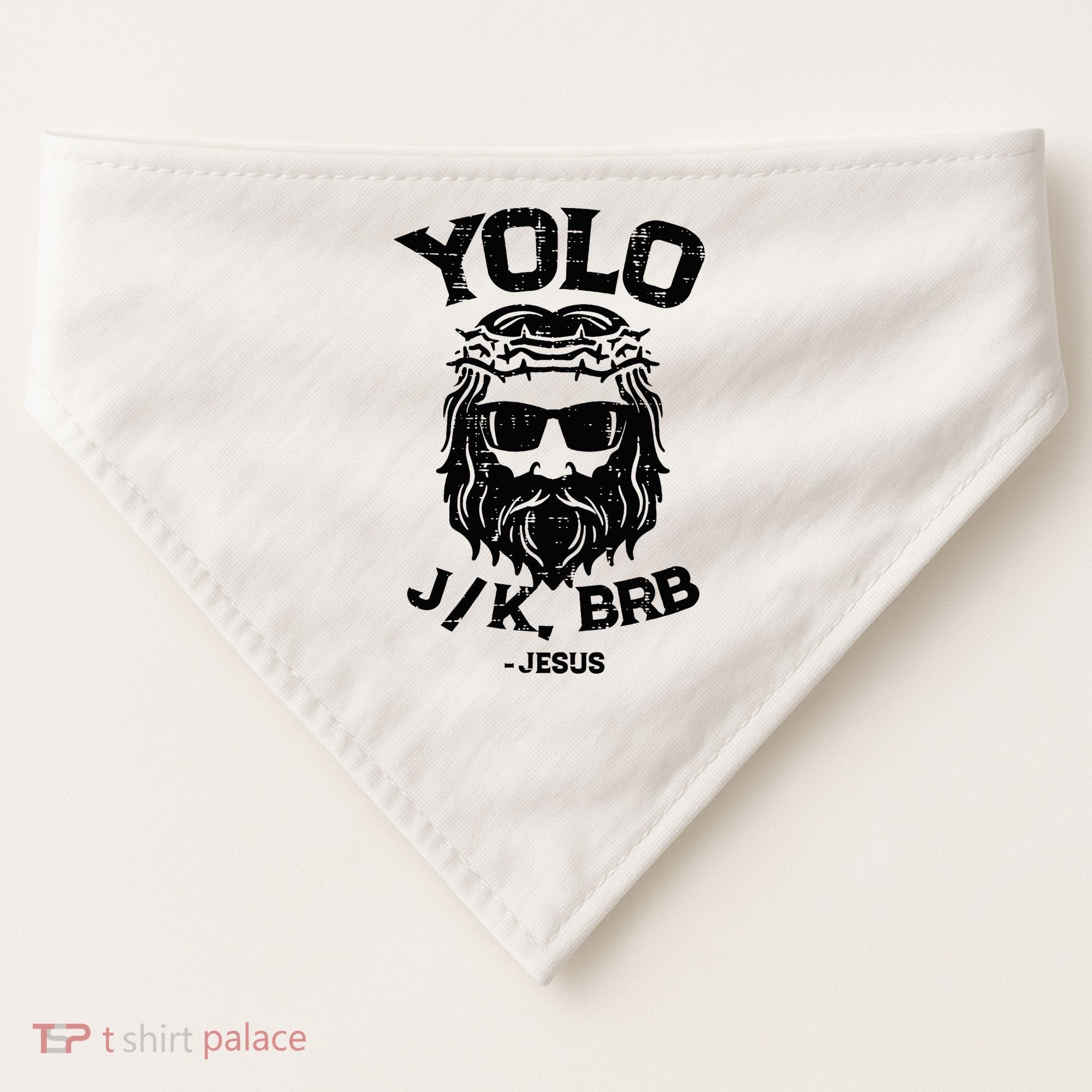 Yolo Jk Brb Jesus Funny Easter Day Ressurection Christians USA-Made Doggie Bandana
