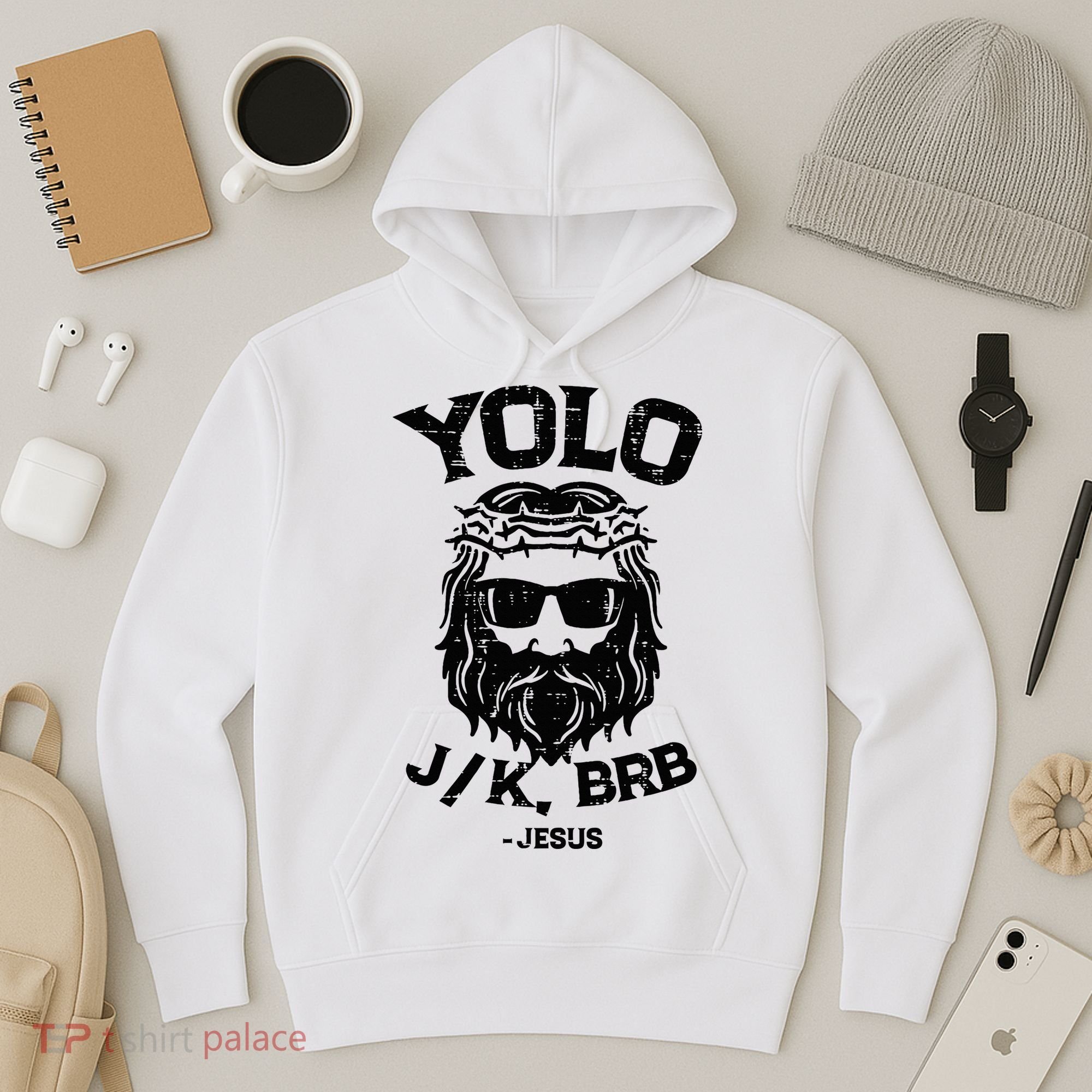 Yolo Jk Brb Jesus Funny Easter Day Ressurection Christians Hoodie
