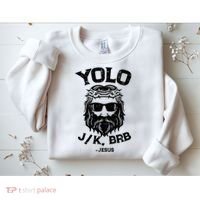 Yolo Jk Brb Jesus Funny Easter Day Ressurection Christians Sweatshirt thumb 2