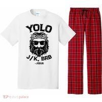 Yolo Jk Brb Jesus Funny Easter Day Ressurection Christians Pajama Set thumb 0