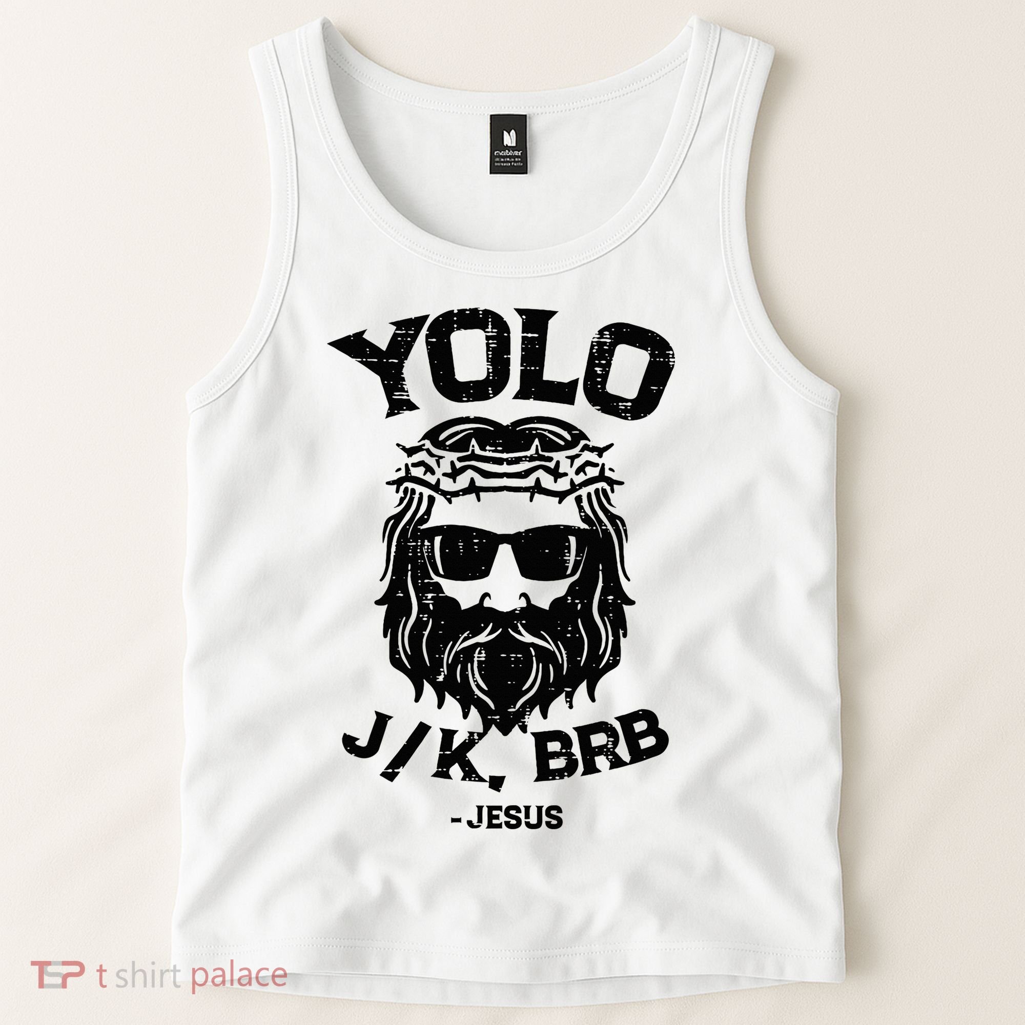 Yolo Jk Brb Jesus Funny Easter Day Ressurection Christians Tank Top