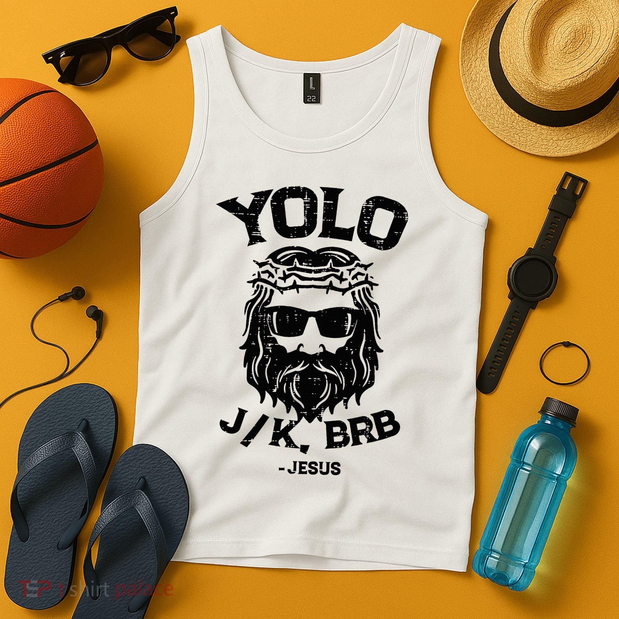 Yolo Jk Brb Jesus Funny Easter Day Ressurection Christians Tank Top