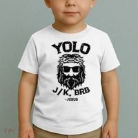 Yolo Jk Brb Jesus Funny Easter Day Ressurection Christians Toddler T-Shirt thumb 2