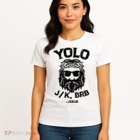 Yolo Jk Brb Jesus Funny Easter Day Ressurection Christians Women's T-Shirt thumb 4