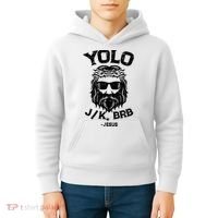 Yolo Jk Brb Jesus Funny Easter Day Ressurection Christians Kids Hoodie thumb 4