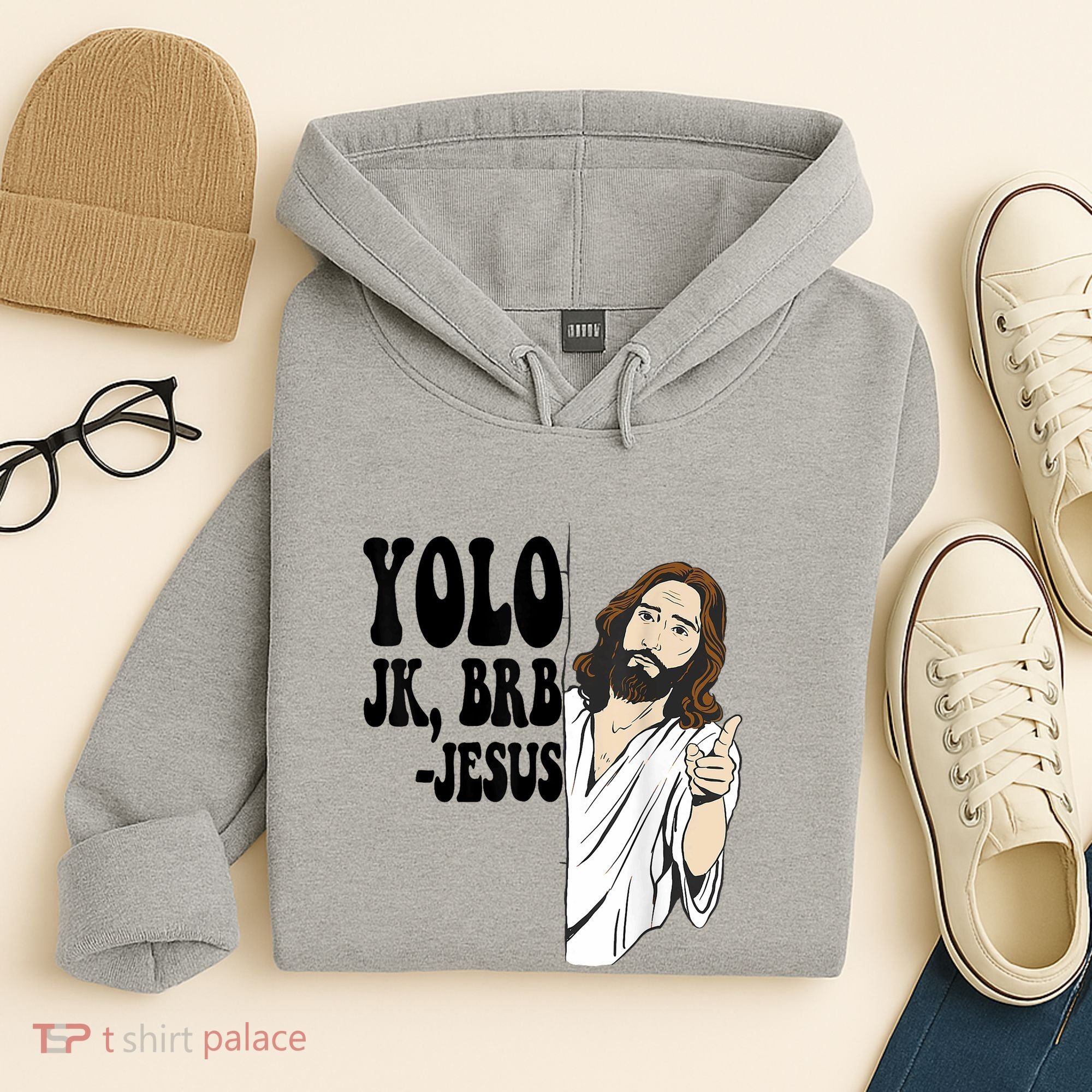 Yolo Jk Brb Jesus Funny Resurrection Christians Easter Day Hoodie