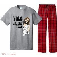 Yolo Jk Brb Jesus Funny Resurrection Christians Easter Day Pajama Set thumb 0