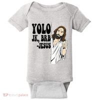 Yolo Jk Brb Jesus Funny Resurrection Christians Easter Day Baby Bodysuit thumb 0