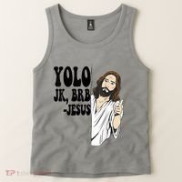 Yolo Jk Brb Jesus Funny Resurrection Christians Easter Day Tank Top thumb 2