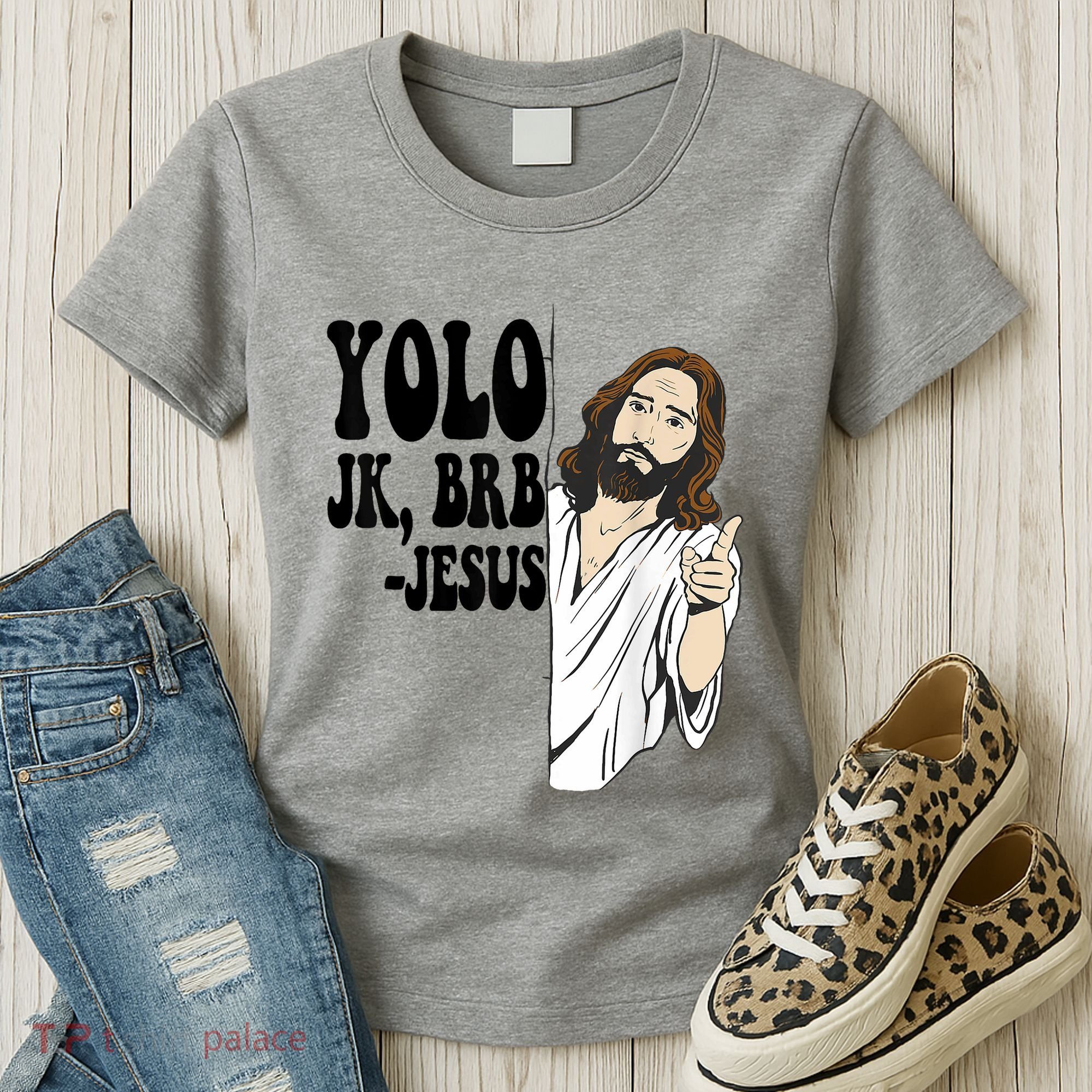 Yolo Jk Brb Jesus Funny Resurrection Christians Easter Day Women's T-Shirt