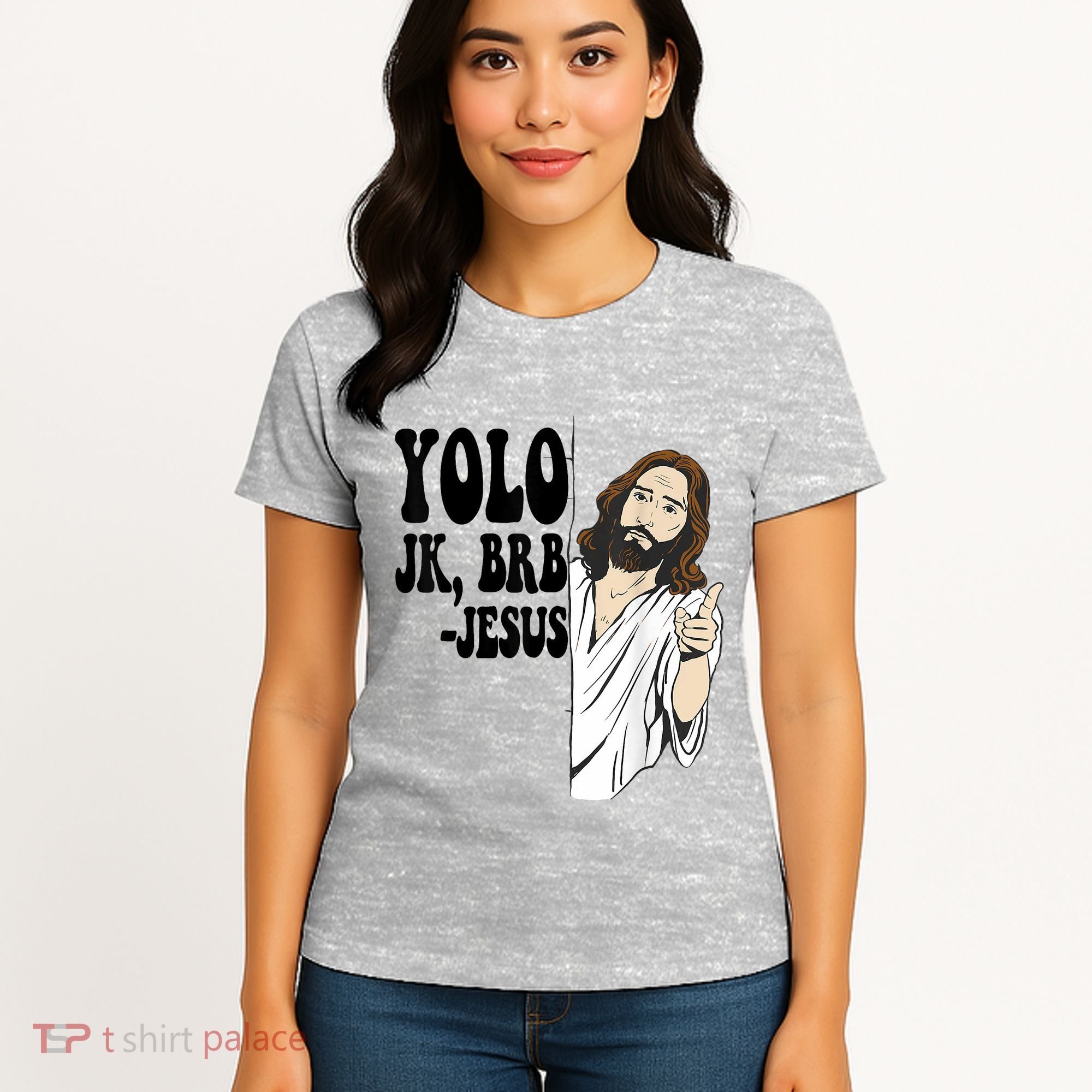 Yolo Jk Brb Jesus Funny Resurrection Christians Easter Day Women's T-Shirt