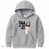 Yolo Jk Brb Jesus Funny Resurrection Christians Easter Day Kids Hoodie thumb 0
