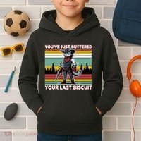 YouVe Just Buttered Your Last Biscuit Western Cowboy Cat Kids Hoodie thumb 2
