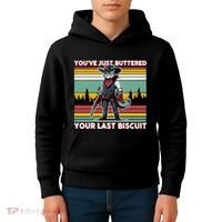 YouVe Just Buttered Your Last Biscuit Western Cowboy Cat Kids Hoodie thumb 4