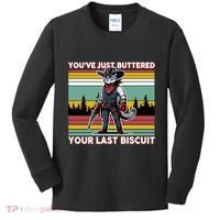 YouVe Just Buttered Your Last Biscuit Western Cowboy Cat Kids Long Sleeve Shirt thumb 0