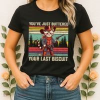 YouVe Just Buttered Your Last Biscuit Western Cowboy Cat Women's T-Shirt thumb 2