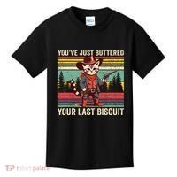 YouVe Just Buttered Your Last Biscuit Western Cowboy Cat Kids T-Shirt thumb 0