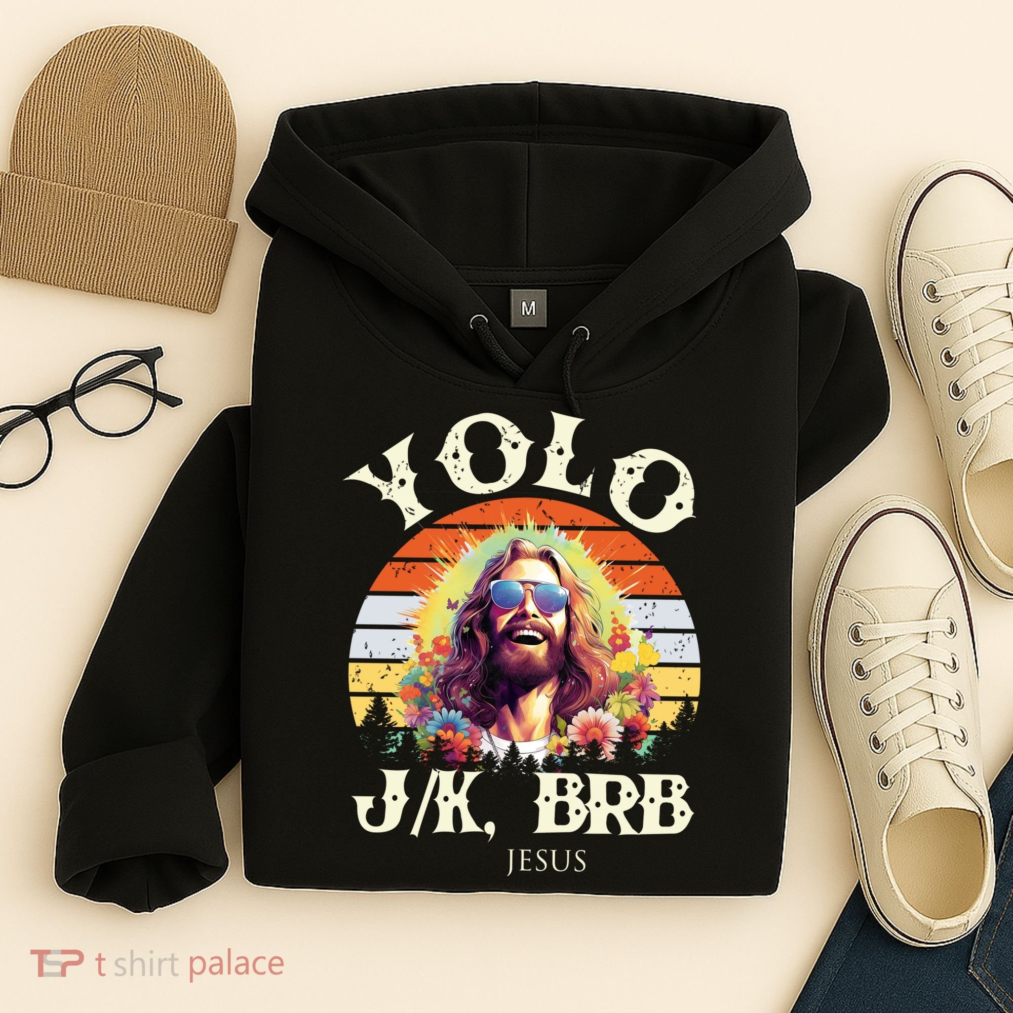 YOLO JK BRB – Funny Jesus Easter Meme Christian Hoodie
