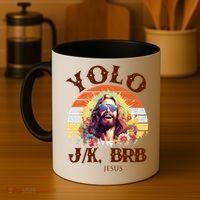 YOLO JK BRB – Funny Jesus Easter Meme Christian Coffee Mug thumb 4