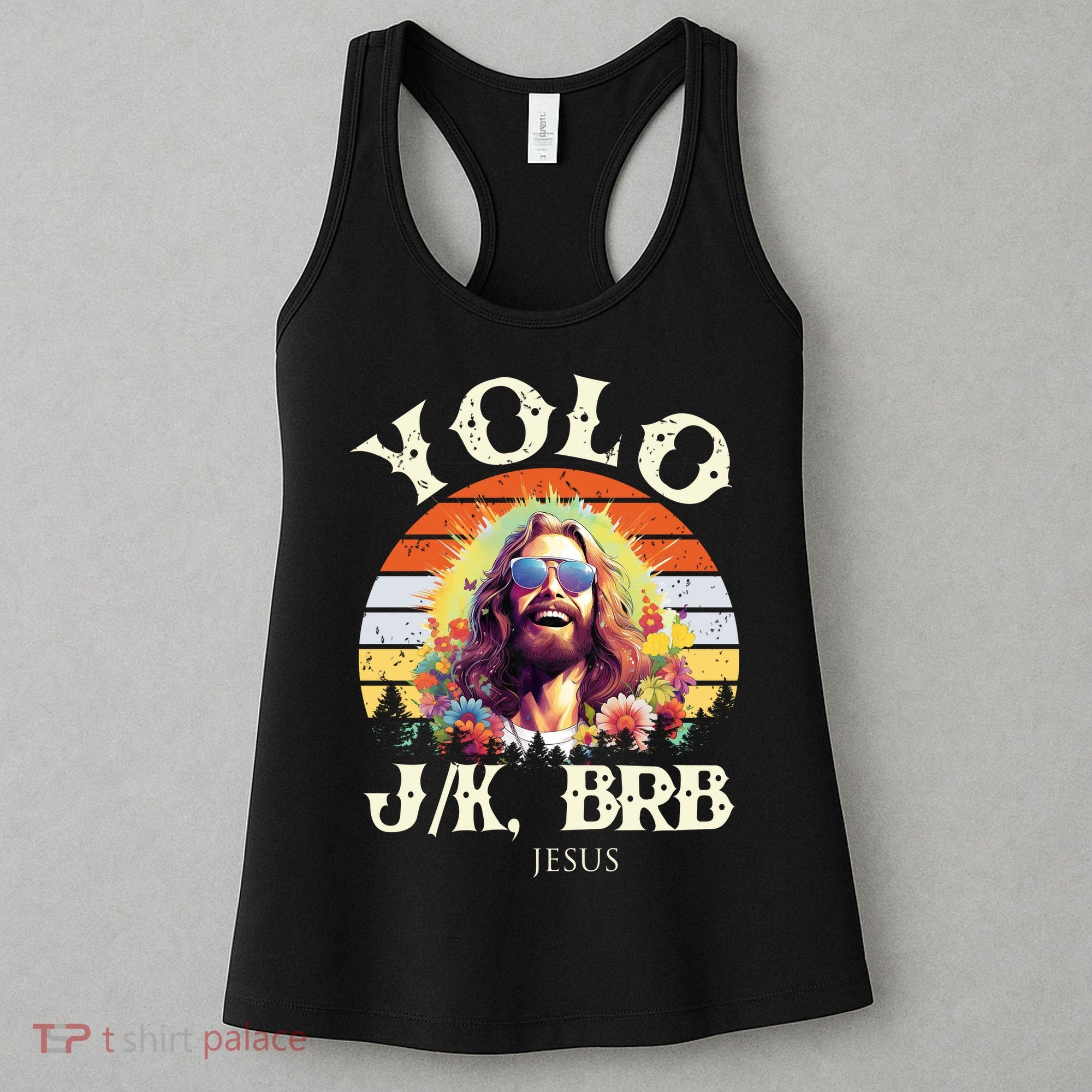YOLO JK BRB – Funny Jesus Easter Meme Christian Women's Tank Top