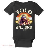 YOLO JK BRB – Funny Jesus Easter Meme Christian Baby Bodysuit thumb 0