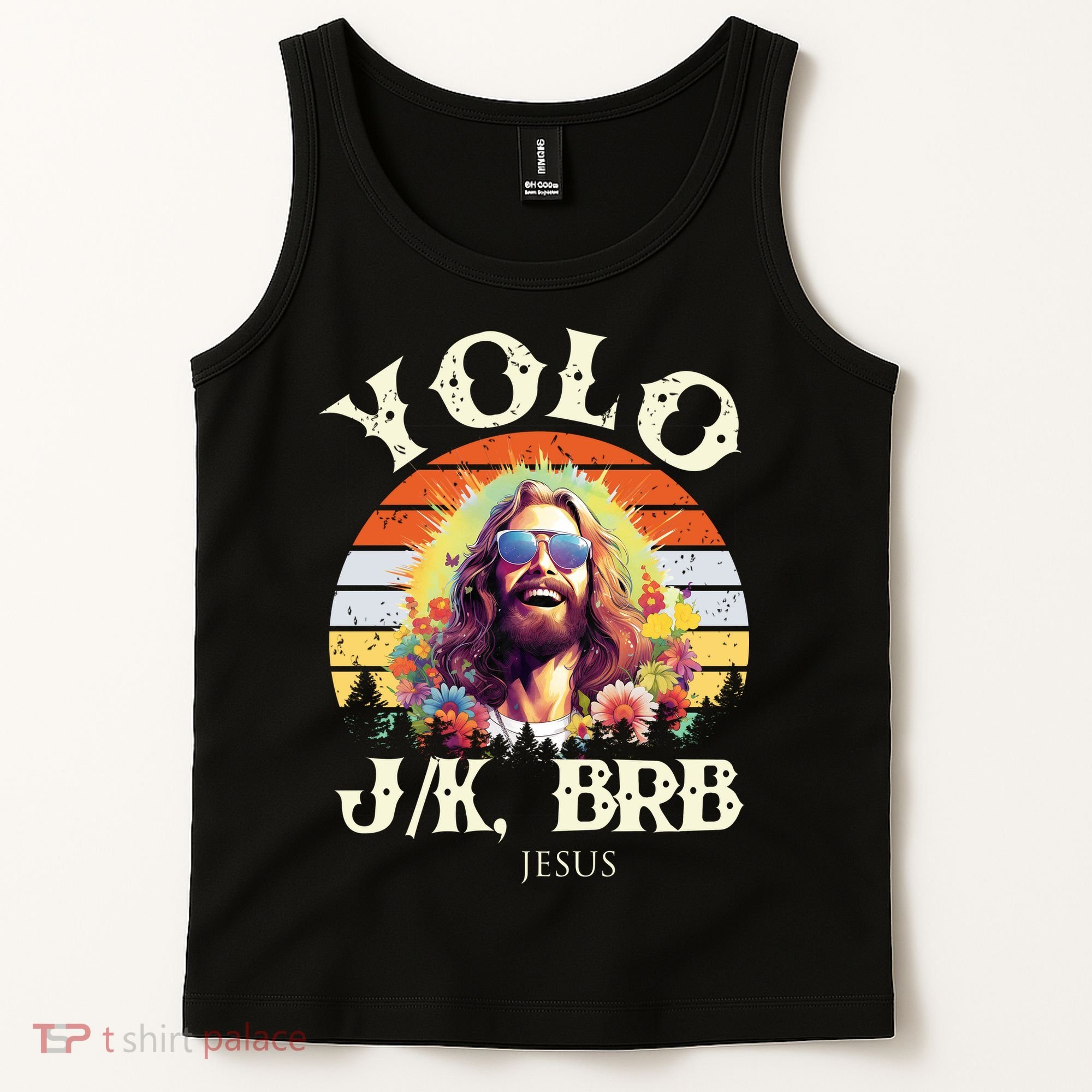 YOLO JK BRB – Funny Jesus Easter Meme Christian Tank Top