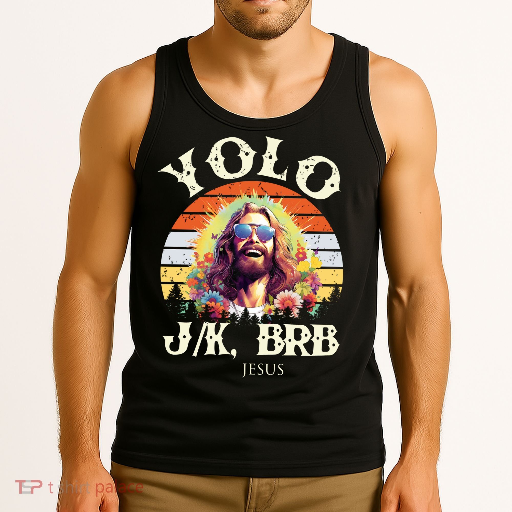 YOLO JK BRB – Funny Jesus Easter Meme Christian Tank Top