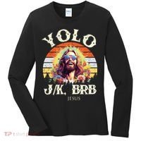 YOLO JK BRB – Funny Jesus Easter Meme Christian Women's Long Sleeve Shirt thumb 0