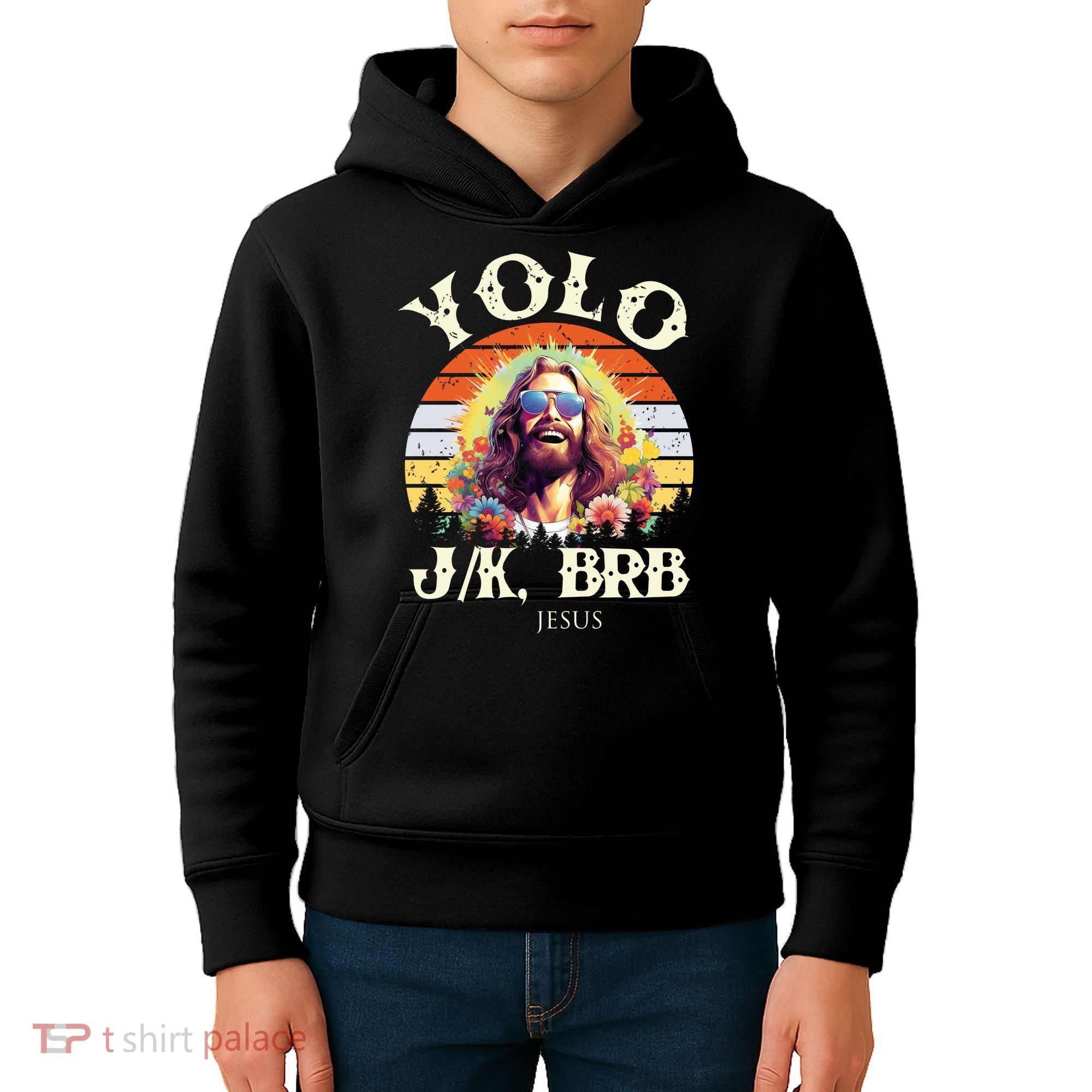 YOLO JK BRB – Funny Jesus Easter Meme Christian Kids Hoodie