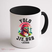 Yolo Jk Brb Jesus Funny Easter Resurrection Christians Coffee Mug thumb 1
