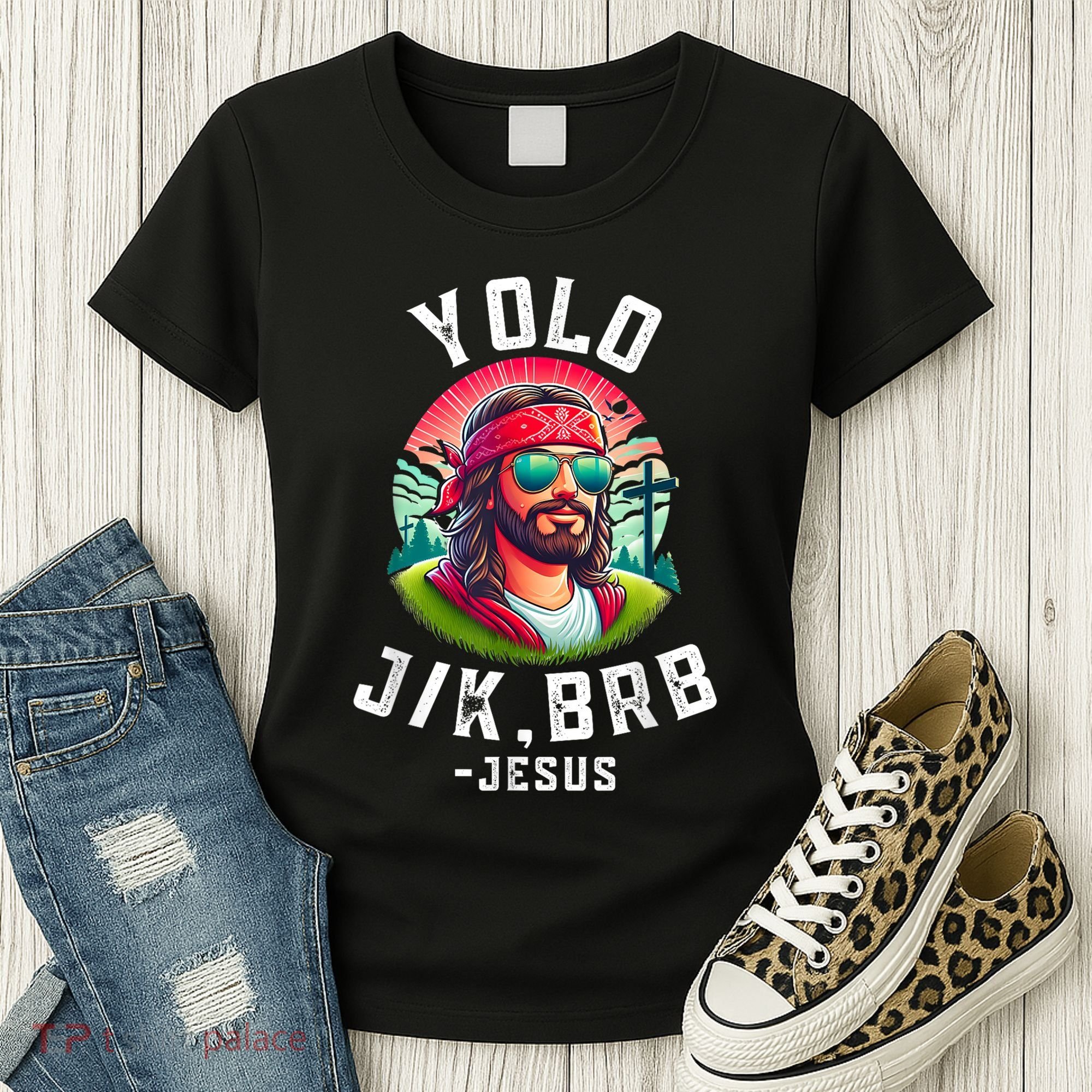 Yolo Jk Brb Jesus Funny Easter Resurrection Christians Women's T-Shirt