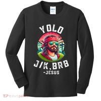 Yolo Jk Brb Jesus Funny Easter Resurrection Christians Kids Long Sleeve Shirt thumb 0