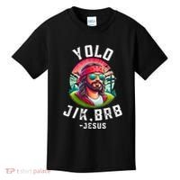 Yolo Jk Brb Jesus Funny Easter Resurrection Christians Kids T-Shirt thumb 0