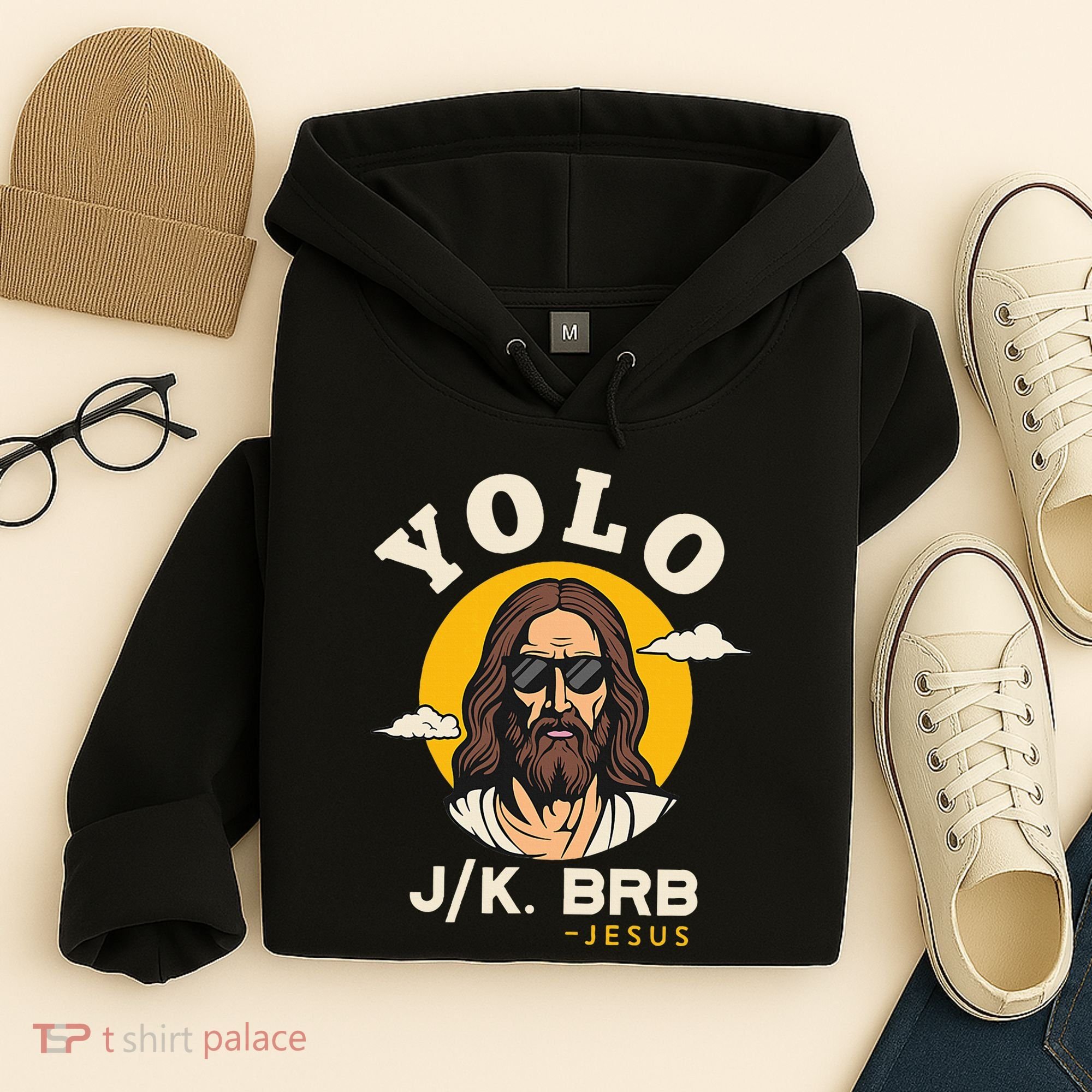 Yolo Jk Brb Jesus Funny Easter Christian Faith Hoodie