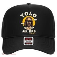 Yolo Jk Brb Jesus Funny Easter Christian Faith Hat thumb 0