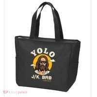 Yolo Jk Brb Jesus Funny Easter Christian Faith Tote Bag thumb 3