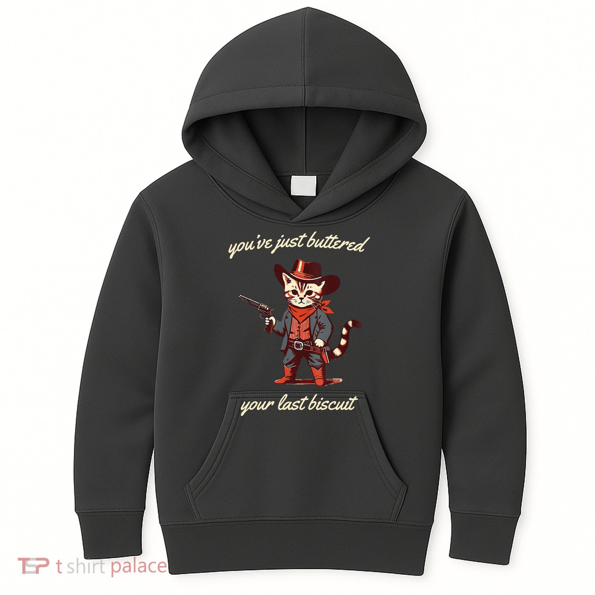 Youve Just Buttered Your Last Biscuit Western Cat Cowboy Kids Hoodie