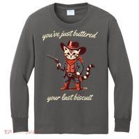 Youve Just Buttered Your Last Biscuit Western Cat Cowboy Kids Long Sleeve Shirt thumb 0