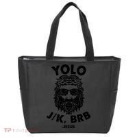 Yolo JK BRB Jesus Resurrection Funny Christian Tote Bag thumb 0