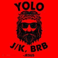 Yolo JK BRB Jesus Resurrection Funny Christian Santa Hat thumb 1