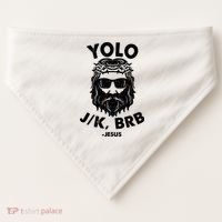 Yolo JK BRB Jesus Resurrection Funny Christian USA-Made Doggie Bandana thumb 0